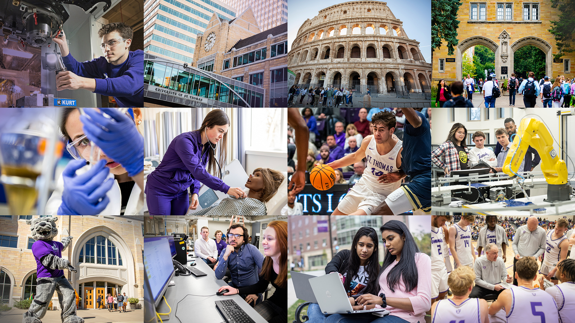 collage of students doing different activities